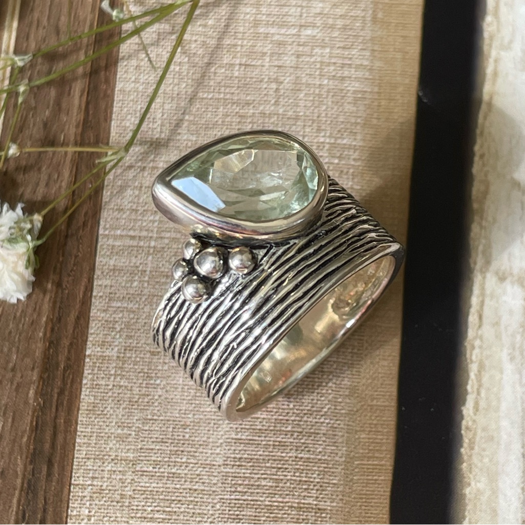 Gift Ring For Her 925 Sterling Silver With Natural Green Amethyst Us 7,8,9,9.5